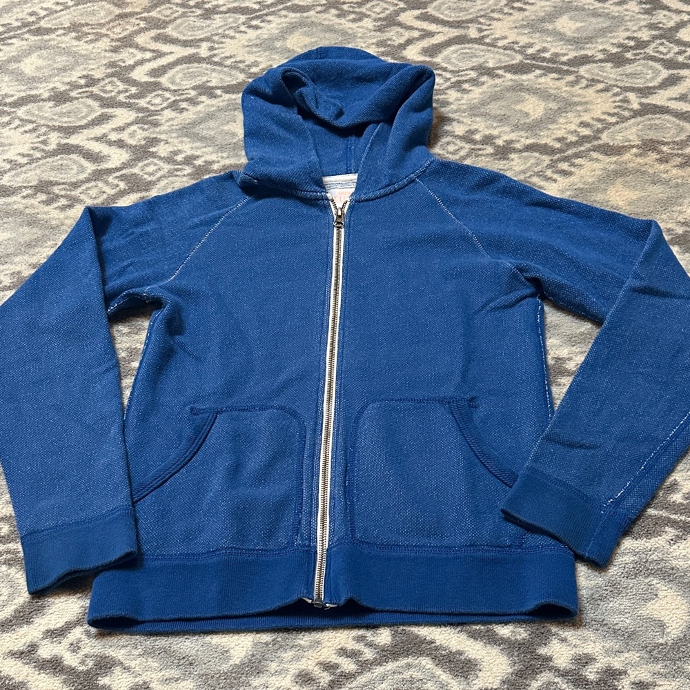 JCrew Crewcuts Vibrant Blue Textured Kids Full Zip Hoodie